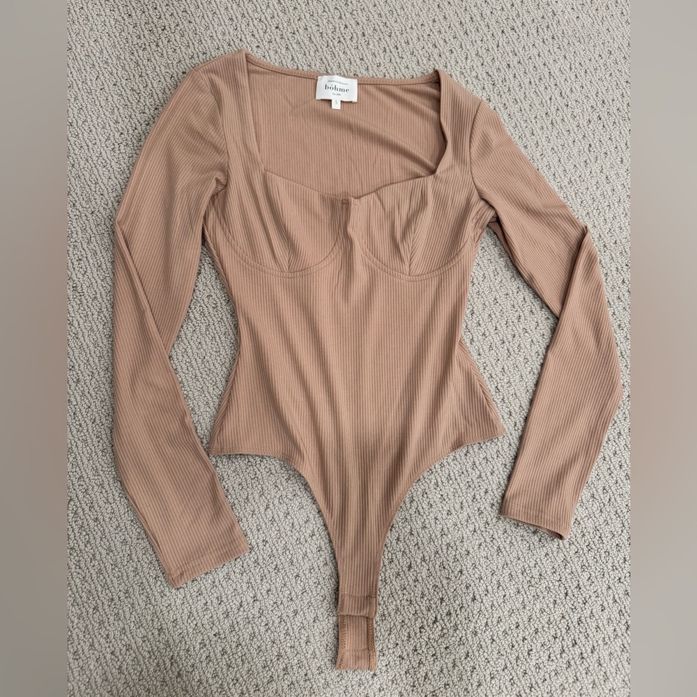 Böhme Sweetheart Neck Bodysuit in Tan